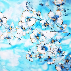 Jégvirágok tiszta selyem stóla, Ruha & Divat, Sál, Sapka, Kendő, Sál, Selyemfestés, MESKA