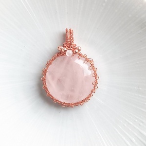 Rózsakvarc valódi ásvány medál, Ékszer, Nyaklánc, Medálos nyaklánc, Ékszerkészítés, MESKA