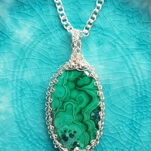 Prémium malachit természetes ásvány nyaklánc - ékszer - nyaklánc - medálos nyaklánc - Meska.hu