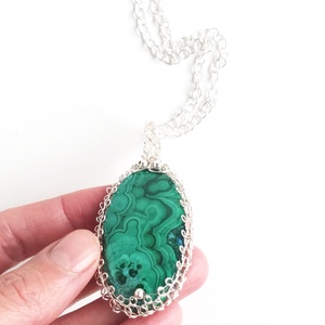 Prémium malachit természetes ásvány nyaklánc - ékszer - nyaklánc - medálos nyaklánc - Meska.hu