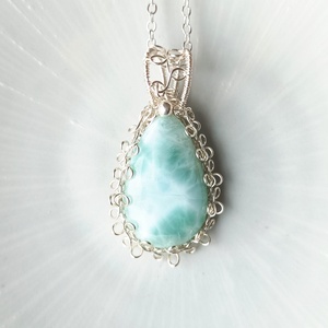 Larimár valódi ásvány nyaklánc, Ékszer, Nyaklánc, Medálos nyaklánc, Ékszerkészítés, MESKA