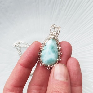 Larimár valódi ásvány nyaklánc - ékszer - nyaklánc - medálos nyaklánc - Meska.hu