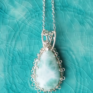 Larimár valódi ásvány nyaklánc - ékszer - nyaklánc - medálos nyaklánc - Meska.hu