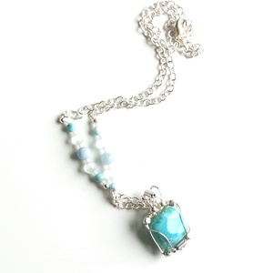 Larimár valódi ásvány medálos nyaklánc - ékszer - nyaklánc - medálos nyaklánc - Meska.hu