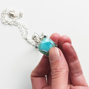 Larimár valódi ásvány medálos nyaklánc - ékszer - nyaklánc - medálos nyaklánc - Meska.hu