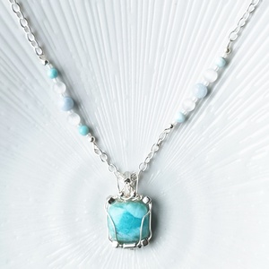 Larimár valódi ásvány medálos nyaklánc - ékszer - nyaklánc - medálos nyaklánc - Meska.hu