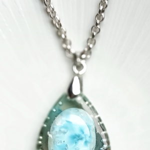 Larimár természetes ásvány nyaklánc - ékszer - nyaklánc - medálos nyaklánc - Meska.hu