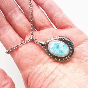 Larimár természetes ásvány nyaklánc - ékszer - nyaklánc - medálos nyaklánc - Meska.hu