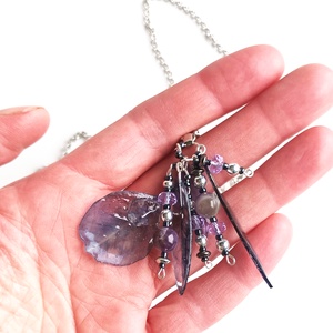 Ametiszt gyöngyös valódi ásvány nyaklánc - ékszer - nyaklánc - medálos nyaklánc - Meska.hu