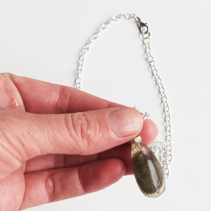 Füstkvarc/türkiz valódi ásvány medál - ékszer - nyaklánc - medál - Meska.hu