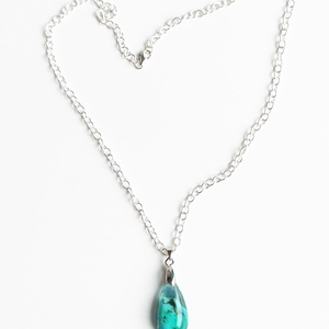 Füstkvarc/türkiz valódi ásvány medál - ékszer - nyaklánc - medál - Meska.hu