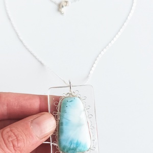 Larimár természetes ásvány nyaklánc - ékszer - nyaklánc - medál - Meska.hu