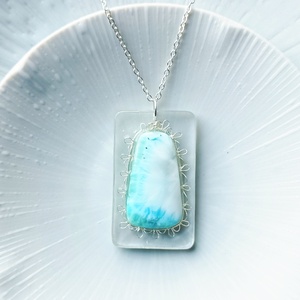 Larimár természetes ásvány nyaklánc, Ékszer, Nyaklánc, Medál, Ékszerkészítés, MESKA