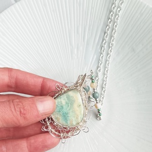 Larimár és Jade valódi ásvány ékszer szett - esküvő - ékszer - ékszerszett - Meska.hu