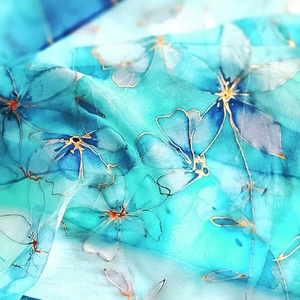 Csillagvirágok tiszta selyem kendő, Ruha & Divat, Sál, Sapka, Kendő, Sál, Selyemfestés, MESKA