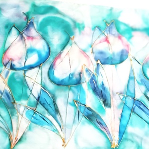 Akvarell tulipánok tiszta selyem sál - ruha & divat - sál, sapka, kendő - sál - Meska.hu