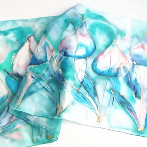 Akvarell tulipánok tiszta selyem sál - ruha & divat - sál, sapka, kendő - sál - Meska.hu