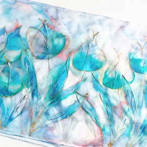 Esős tulipánok tiszta selyem sál - ruha & divat - sál, sapka, kendő - sál - Meska.hu