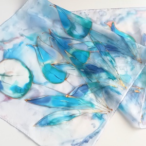 Esős tulipánok tiszta selyem sál - ruha & divat - sál, sapka, kendő - sál - Meska.hu