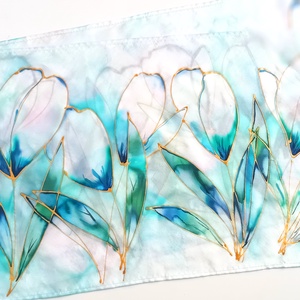 Aquarell tiszta selyem sál - ruha & divat - sál, sapka, kendő - sál - Meska.hu