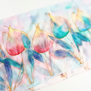 Pasztell tulipánok tiszta selyem sál - ruha & divat - sál, sapka, kendő - sál - Meska.hu