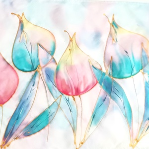 Pasztell tulipánok tiszta selyem sál - ruha & divat - sál, sapka, kendő - sál - Meska.hu