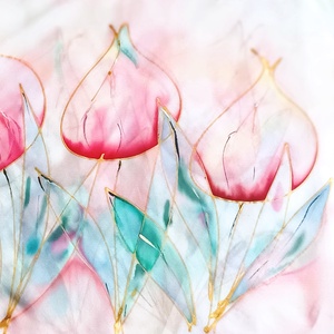 Itt a tavasz tiszta selyem sál, Ruha & Divat, Sál, Sapka, Kendő, Sál, Selyemfestés, MESKA