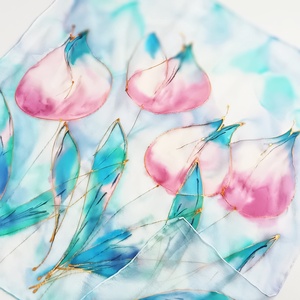 Félénk tulipánok tiszta selyem kendő - ruha & divat - sál, sapka, kendő - sál - Meska.hu