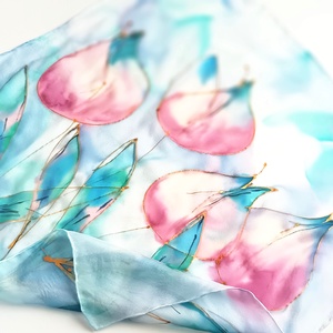 Félénk tulipánok tiszta selyem kendő - ruha & divat - sál, sapka, kendő - sál - Meska.hu