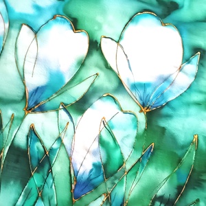 Liliomok álma tiszta selyem kendő, Ruha & Divat, Sál, Sapka, Kendő, Sál, Selyemfestés, MESKA