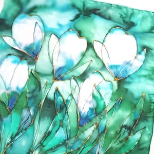 Liliomok álma tiszta selyem kendő - ruha & divat - sál, sapka, kendő - sál - Meska.hu