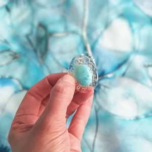 Díszdobozos valódi Larimár ásványékszer szett, Ruha & Divat, Sál, Sapka, Kendő, Sál, Selyemfestés, Ékszerkészítés, MESKA