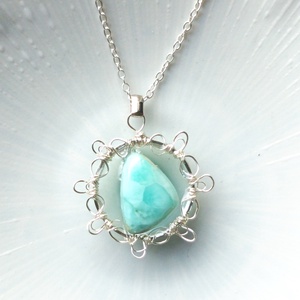 Larimár természetes ásvány nyaklánc, Ékszer, Nyaklánc, Medálos nyaklánc, Ékszerkészítés, MESKA