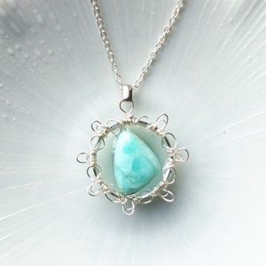 Larimár természetes ásvány nyaklánc - ékszer - nyaklánc - medálos nyaklánc - Meska.hu