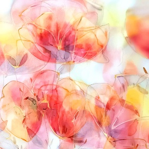 Pipacsmező tiszta selyem sál, Ruha & Divat, Sál, Sapka, Kendő, Sál, Selyemfestés, MESKA