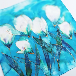 Tündöklő liliomok tiszta selyem kendő - ruha & divat - sál, sapka, kendő - sál - Meska.hu