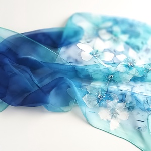 Csillagfényes éj tiszta selyem sál - ruha & divat - sál, sapka, kendő - sál - Meska.hu