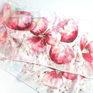 Pipacsos tiszta selyem sál - ruha & divat - sál, sapka, kendő - sál - Meska.hu