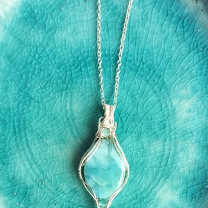 Larimár valódi ásvány medálos nyaklánc - ékszer - nyaklánc - medálos nyaklánc - Meska.hu