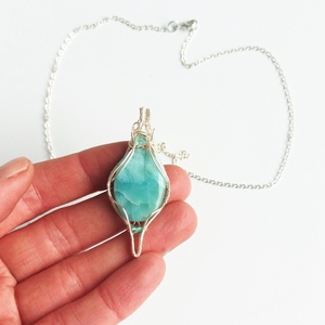 Larimár valódi ásvány medálos nyaklánc - ékszer - nyaklánc - medálos nyaklánc - Meska.hu