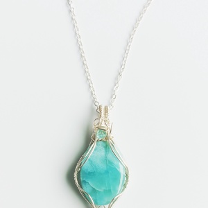 Larimár valódi ásvány medálos nyaklánc - ékszer - nyaklánc - medálos nyaklánc - Meska.hu