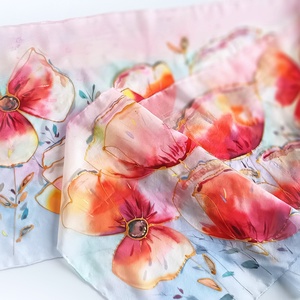 Pipacsmező tiszta selyem sál - ruha & divat - sál, sapka, kendő - sál - Meska.hu