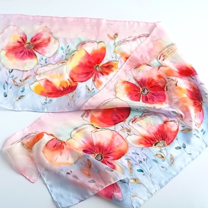 Pipacsmező tiszta selyem sál - ruha & divat - sál, sapka, kendő - sál - Meska.hu