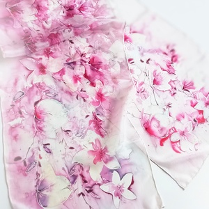 Varázslatos magnóliák tiszta selyem sál - ruha & divat - sál, sapka, kendő - sál - Meska.hu