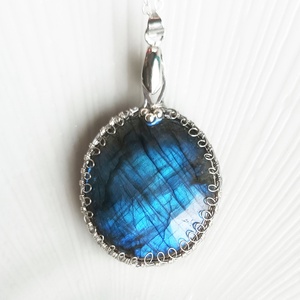 Labradorit természetes ásvány nyaklánc, Ékszer, Nyaklánc, Medálos nyaklánc, Ékszerkészítés, MESKA