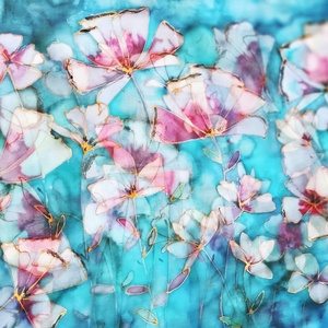 Hawaii éjszakák tiszta selyem stóla, Ruha & Divat, Sál, Sapka, Kendő, Sál, Selyemfestés, MESKA