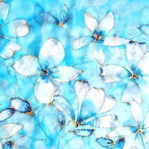 Égszínkék utópia tiszta selyem stóla, Ruha & Divat, Sál, Sapka, Kendő, Sál, Selyemfestés, MESKA