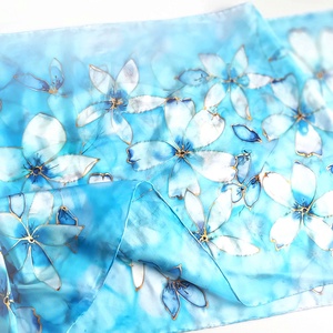 Égszínkék utópia tiszta selyem stóla - ruha & divat - sál, sapka, kendő - sál - Meska.hu