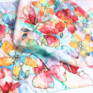 Virágkarnevál tiszta selyem stóla - ruha & divat - sál, sapka, kendő - sál - Meska.hu