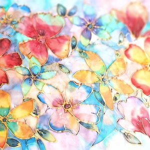 Virágkarnevál tiszta selyem stóla - ruha & divat - sál, sapka, kendő - sál - Meska.hu